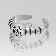Pentacle Sterling Silver Toe Ring SS Body Jewelry adjustable band size Wiccan