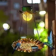Solar Bird Feeders Light Hanging,Metal Hummingbird Feeders for Outdoors,Bird Drinking & Feeding Station,Pet Supplies,Weather Resistant for Garden Yard