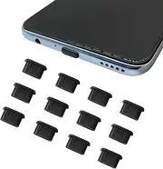Quacc 12pcs USB Type C Anti Dust Cap Cover Port Plugs Protector Compatible with iPhone 15 Samsung Galaxy S21/S20/S22 Plus Ultra Huawei Mate 30 for All Type-C Smartphones and Tablets - Black