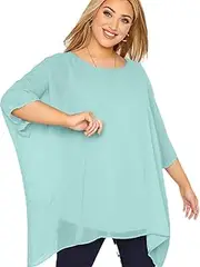 [Generic] Plus Size Loose Elegant Summer Cape Blouse Work Office Tunic Tops Large Size Clothing