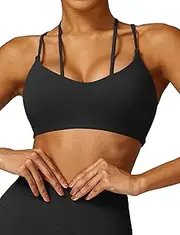 [KEOYA] Sports Bra for Women Strappy Open Back Yoga Bra Backless Workout Bra Medium Support Wirefree Sports Bra