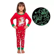 Little Jupiter Unisex Christmas Red Unicorn Glow In The Dark Pajamas - Holiday