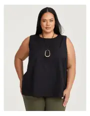 [Taking Shape] Cotton Linen Sleeveless Top in Black