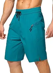 [G Gradual] Men's Swim Trunks Quick Dry Board Shorts with Zipper Pockets Beach Shorts Bathing Suits for Men - No Mesh Liner