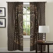 Bohemian Mandala Black Gold Ombre Window Curtain Wall Decor Valances Drapes Art