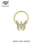 Athena Marquis Diamond Daith 14k Gold Butterfly Hoop Septum clicker for her