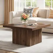 Tribesigns Square Coffee Table, 31.5-Inch Engineered Wood Coffee Table for Living Room, Vintage Brown Center Table, Large Mid-Century Modern Cocktail Table
