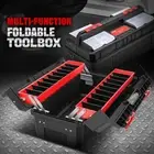 Workshop Garage Lockable 20" 2-Drawer Plastic Folding Tool Box Organizer Storage