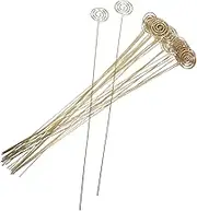 DOITOOL 30pcs Metal Wire Floral Picks Place Card Holder Gold Table Number Picture Holder Stand Menu Note Memo Clips for Wedding Birthday Party Round