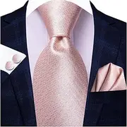[VSOLS] Men's Blue Black Striped Tie 3.4" Tie Pocket Square Cufflinks Wedding Party Silk Tie Set (Color : SN-3349, Size : 59.06 * 3.35in)