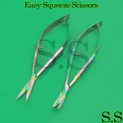 Set Of 2 Embroidery Snip Scissors Rainbow Colored Titanium Spring Snip Curved