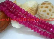 NEW 5x8mm Faceted Natural Brazilian Rose Red Jade Gemstone Abacus Loose Beads 15