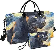 [YXYZRMY] Cheetah Starry Night Travel Duffel Bag Gym Bag Sports Tote Bag with Multiple Interior Pockets Shoulder Weekender Bag for Women Men with Toiletry Bag 20.5”x 7.9”x 13.8”, Multi-Colored, one size
