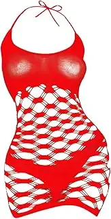 [Generic] Sexy Lingerie Two Piece Strap Solid Color Hollow Out Ultra Short Tight Dress Wrapped Hip Mesh Dress Fun Underwear Sexy Lingerie for Plus Size Women
