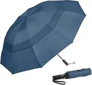 Prospo 46/62 Inch Large Travel Umbrellas for Rain Windproof, 10 Ribs Compact Reverse Folding Golf Umbrella, Double Canopy Automatic Open Close
