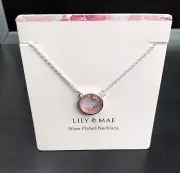 Lily & Mae - Silver Plated Necklace Pink