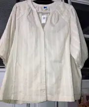 NWT XL OLD NAVY CREAM OATMEAL PEASANT BOHO BLOUSE TOP COTTON RAYON #TK
