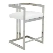 Pangea Home Kenzie 23.6" Stainless Steel Counter Stool in White/Silver