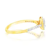 9ct Yellow Gold 1/4 Carat Diamond Halo Dress Ring, Q
