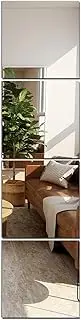 TRAHOME Wall Mirror Full Length, 12Inches x 4PCS, Glass Frameless Body Mirror Wall-Mounted for Gym, Bedroom, Living Room, Over The Door