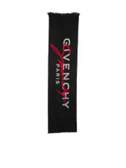 Black Wool Logo Scarf