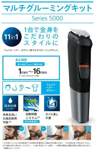 【日本代購】Philips 飛利浦多功能修甲套件【理髮器/鬍鬚修剪器/鼻毛刀】 MG5730/15