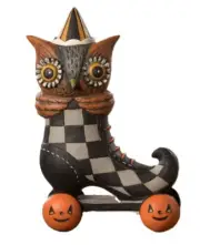 NEW- Bethany Lowe Roller Skate Spook Hoot Owl Halloween Johanna Parker Decor