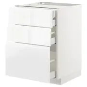 METOD / MAXIMERA base cb 3 frnts/2 low/1 md/1 hi drw, white/Voxtorp high-gloss/white, 60x60x80 cm
