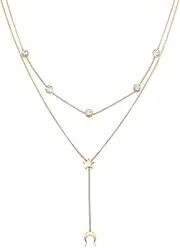 [Elli] Silver Crescent Moon Star Necklace with Swarovski® Crystals