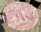 Round Rose Quartz Agate Stone Office Table Top Modern Home Interior Decors