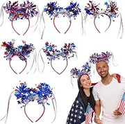 [Uoqpty] 4th Of July Headband | Red White And Blue Headpiece | Patriotic Headbands, Favors Decorations For Men, Women And Children