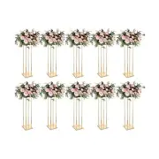 LoveCat Set of 10 Wedding Centerpieces Geometric High Gold Vases - 31.5" Arti...