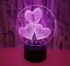 7 Color 3D Acrylic Valentine's Day LED Night Light Room Bedroom Lamp Decor Gift