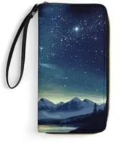 [BFGWK] Large Wallet Novelty Celestial Night Printing Long Wallet With Zipper Leather Wallet Suitable For Both Men And Women, style, 19.7x10.5cm, Style, 19.7x10.5cm, 现代