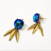 Upcycled J. Crew Blue Aurora Borealis Fringe Earrings