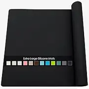 Food Grade Silicone Mats for Kitchen Counter - Countertop Protector Mat Heat Resistant Mat for Air Fryer, Non-Slip Kids Dinner Table Placemat, Nonstick Silicone Mat for Pastry, Baking, Black 1 Pack