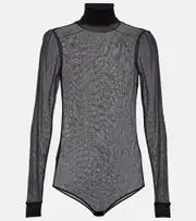 [Maison Margiela] Maison Margiela Mockneck sheer mesh bodysuit AU 4 black