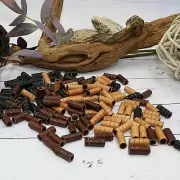 10 Leather Tube Beads Assorted Lot 15mm Barrel Column Tube Spacers Mix