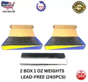 2 BOX 1 OZ BLACK WHEEL WEIGHTS STICK-ON WHITE ADHESIVE TAPE LEAD-FREE (240PCS)