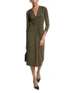 Michael Michael Kors Zip Front Ruched Midi Dress