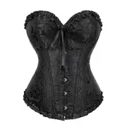 Women's Lace Up Boned Overbust Corset Bustier Lingerie Bodyshaper Top Princess corset - Black Black XS