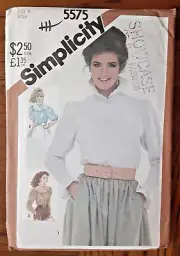 Vintage Simplicity Pattern 5575 Misses' Blouse Top Sewing Craft Project (H)