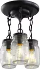 Mason Jar Light Fixtures 3-Light Flush Mount Light Fixture Farmhouse Flush Ceili