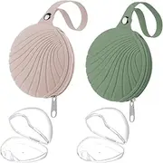 ZONEY 4 Pack Pacifier Holder Case Set, Silicone Pacifier Cover Pouch for Diaper Bags, Portable Transparent Pacifier Storage Box Container， Easy to use with Magnetic Clasp (Pink+Green)