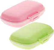 Ipetboom 2pcs Portable PP Silicone Medicine Organizer with Compartments Lightweight Sealed Storage Case for Travel Random Color for Vitamins Pills Compact Design Random Color