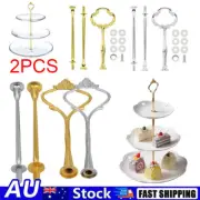 2Sets 3Tier Cake Cupcake Plate Gold Stand Rack Fittings Handle Rod Wedding Party