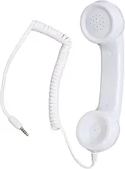 Retro Landline Corded Telephone, Cell Phone Receiver with Microphone, 3.5mm Multifunction Wired Phone for Smartphones and Computers. (White)