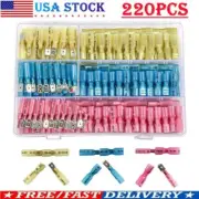 220PCS Insulated Heat Shrink Spade Terminal Crimp Electrical Wire Connectors Kit