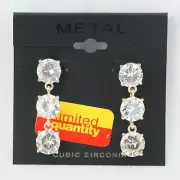 Kohls Earrings 3 Tier Copper-tone Cubic Zirconia Studs Dangle #1025