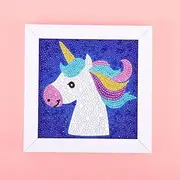 5D Diamond Painting Kits for Kids Diamond Arts and Crafts for Kids 7.1" X 7.1"Wooden Frame Unicorn Diamond Dots Painting Kits Gem Art Painting Kit DIY Painting Arts Crafts Supply Set 1